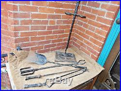 Antique Arts & Crafts Mission Cast Iron Fireplace Tools Set Peerless Man. Co Ky