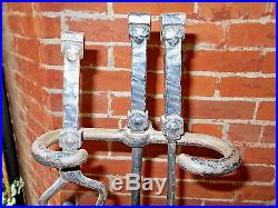 Antique Arts & Crafts Mission Cast Iron Fireplace Tools Set Peerless Man. Co Ky