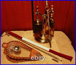 Antique Bellows Ianthe Mini Fireplace Tool Set Brass Church Lighter Nice Set