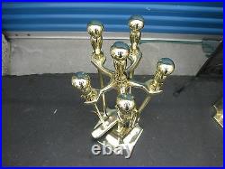 Antique Brass 5 Five Pieces Fireplace Tool Set