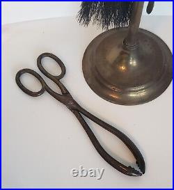 Antique Brass Coal Fireplace Tool Set Chicken Theme 4 PC English 18'' Vintage