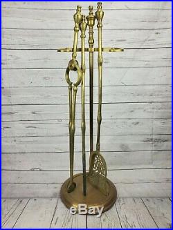 Antique Brass Decorative Fireplace Tools 4 Piece Set