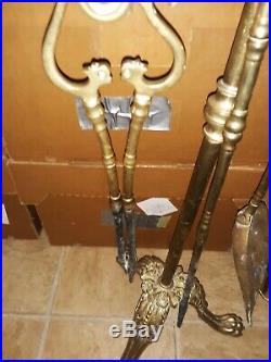 Antique Brass Fireplace Tool Set