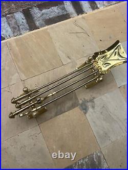 Antique Brass Fireplace Tools With Firedogs Piece Set