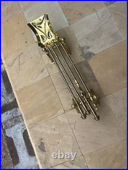 Antique Brass Fireplace Tools With Firedogs Piece Set