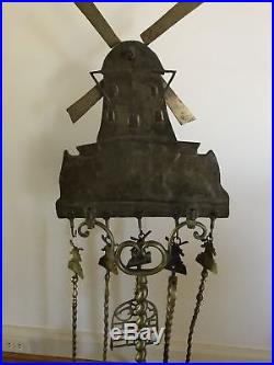 Antique Brass WINDMILL Victorian Rustic Fireplace Tool Set DUTCH Ca 1900