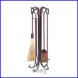 Antique Brushed Copper Finish 5-piece Fireplace Tool Set With Shephard's Crook