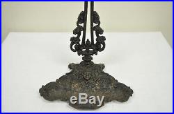 Antique Cast Iron & Brass Figural Victorian Fireplace Mantel French Tool Set vtg