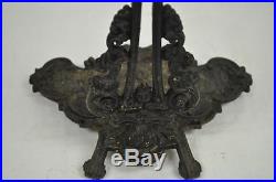 Antique Cast Iron & Brass Figural Victorian Fireplace Mantel French Tool Set vtg