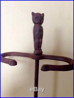 Antique Cast Iron Owl finials Fireplace Tool set