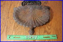 Antique Cast Iron Wood Stove Tool Set Holder fireplace Sea Shell Victorian Style