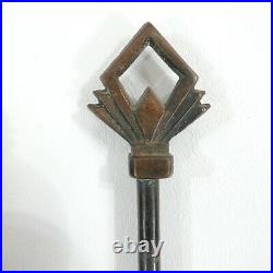 Antique English ART DECO Japanned Flashed Copper 5 Pc Coal Fireplace Tool Set