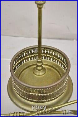 Antique English Federal Brass Fireplace Tool Set with Ball Finial 3 Pc Set