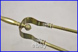 Antique English Federal Brass Fireplace Tool Set with Ball Finial 3 Pc Set