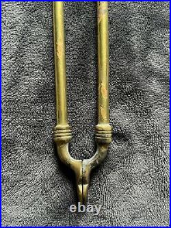 Antique English Victorian Brass Mantle Fireplace Tools Set Shovel Poker & Tongs