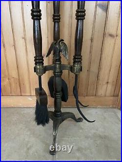 Antique Federal Fireplace Tools Vintage Hearth Fire Set w Eagle Topper