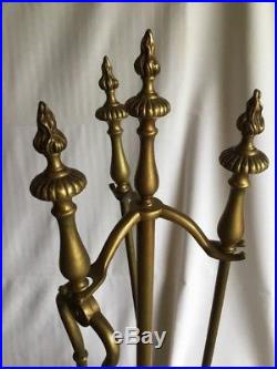 Antique Fireplace Set French Victorian Style Cast Andiron Screen Tools Flame Top