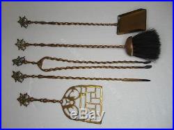 Antique Fireplace Tool Set Heraldic Shield