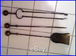 Antique Fireplace Tool Set with Stand Used