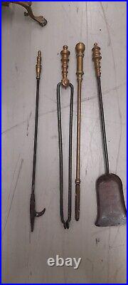 Antique Fireplace Tools Set Iron brass Fire Place Tool set Accessories