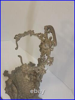 Antique French Brass Ornate Fireplace Tool Set Hunting Motif Rifle Dog Bugle