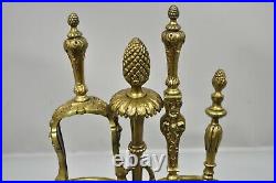 Antique French Louis XV Style Bronze Figural Fireplace Mantle Tool Set Hearth