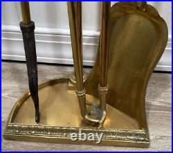 Antique French Louis XVI Style Urn Flame Brass Bronze Fireplace Tools