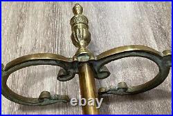 Antique French Louis XVI Style Urn Flame Brass Bronze Fireplace Tools