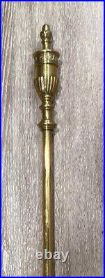 Antique French Louis XVI Style Urn Flame Brass Bronze Fireplace Tools