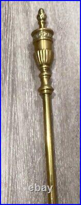 Antique French Louis XVI Style Urn Flame Brass Bronze Fireplace Tools