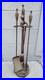 Antique Hand Wrought-Iron Bronze Fireplace Fire Tool Set w Stand Rare