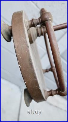 Antique Hand Wrought-Iron Bronze Fireplace Fire Tool Set w Stand Rare