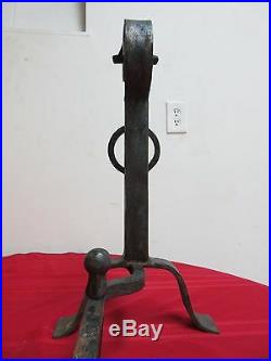 Antique Iron Art Crafts Fireplace Tools Firedogs Andiron Set