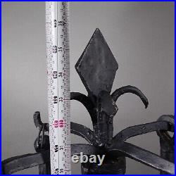 Antique Large 36 Hand Forged Fireplace Tools 4 Pieces Custom Wrought Iron