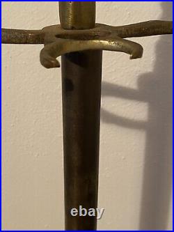 Antique Large Brass & Iron Fireplace Tool Set (Shovel, Poker, Tongs) Marble Base