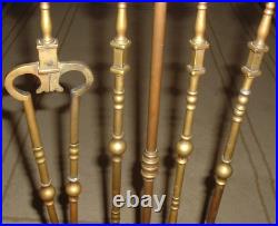 Antique NATUICAL 5 Piece Victory SHIP DOLPHIN FEET BRASS IRON Fireplace TOOL SET