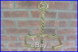 Antique Ornate French Brass Fireplace Tool Set