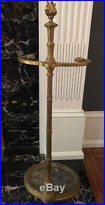 Antique Ornate Ormolu Set of 3 Fireplace Tools with Stand