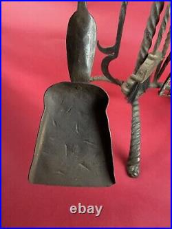 Antique Oscar Bach Windmill Fireplace Tools Brass 46 Complete