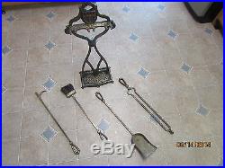 Antique Peerless 901 Bronze Fireplace Tool Set, ideal for living or family room