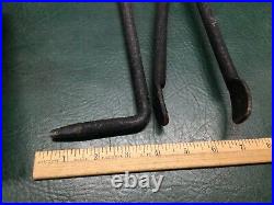 Antique Primitive 4 Pcs Iron Fireplace Tool Set & Stand Handmade with Horse Shoes