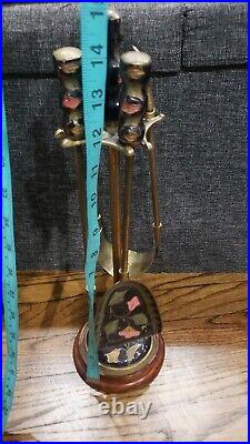 Antique Rare Bronze & Hand Painted Fireplace tools 15 Tall Decorative