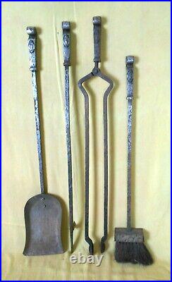 Antique Set Of Artscrafts, Mission Fire Tools And Stand