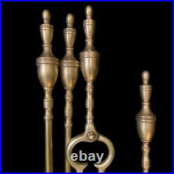 Antique Solid Brass English Steeple Handle SET of 4 Chimney/Fireplace Tools