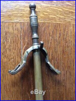 Antique Solid Brass Fireplace Tool Set 1800s