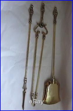 Antique Solid Brass Fireplace Tools Set Fireplace Accessories