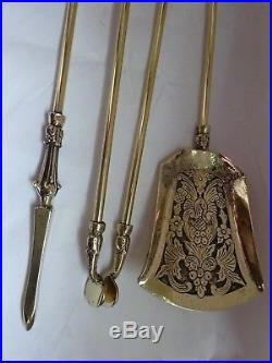 Antique Solid Brass Fireplace Tools Set Fireplace Accessories