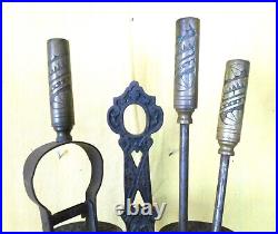 Antique Victorian Aesthetic Movement Fireplace Tool Set