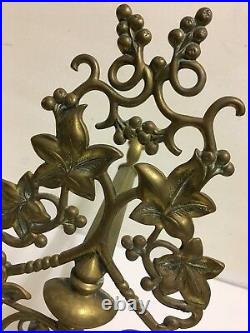 Antique Victorian Brass Companion Andirons Rests Set Fireplace Tools (QP190)