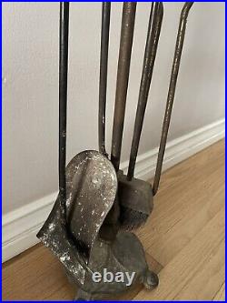 Antique Victorian Nautical Victory Ship Cast Iron Fireplace Tool Set F&M Co. 358